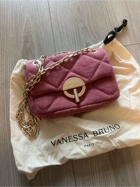 Vanessa Bruno Pink Quilted Small Moon Bag